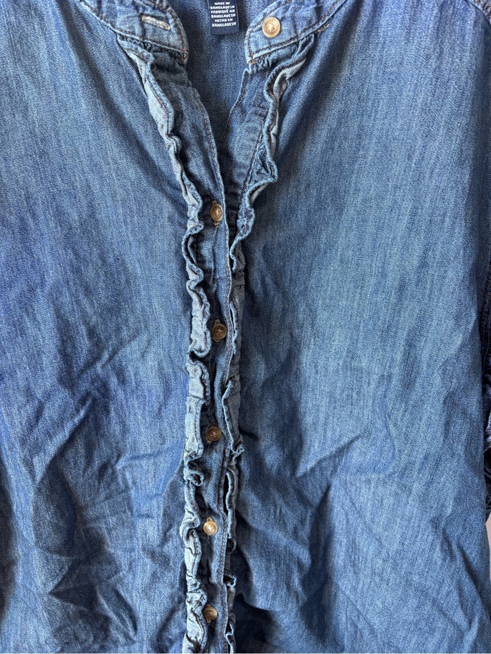 Chaps Ruffle-Trim Chambray Cap Sleeve Blouse | Size XL | Excellent Condition - Picture 5 of 5